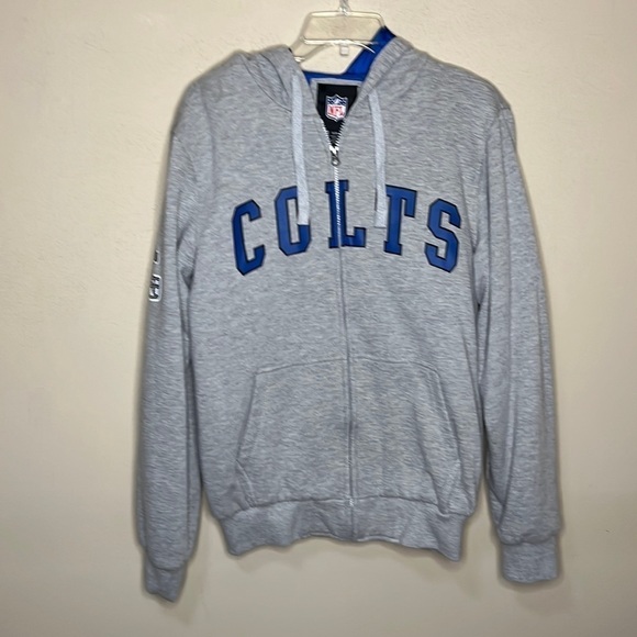 NFL Indianapolis Colts Gray front zip Hooded Sweatshirt - Picture 2 of 9